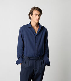 Camicia in cotone blu notte da uomo, Valerio 1966, 26Z3T0030COBLUN38, 001 preview