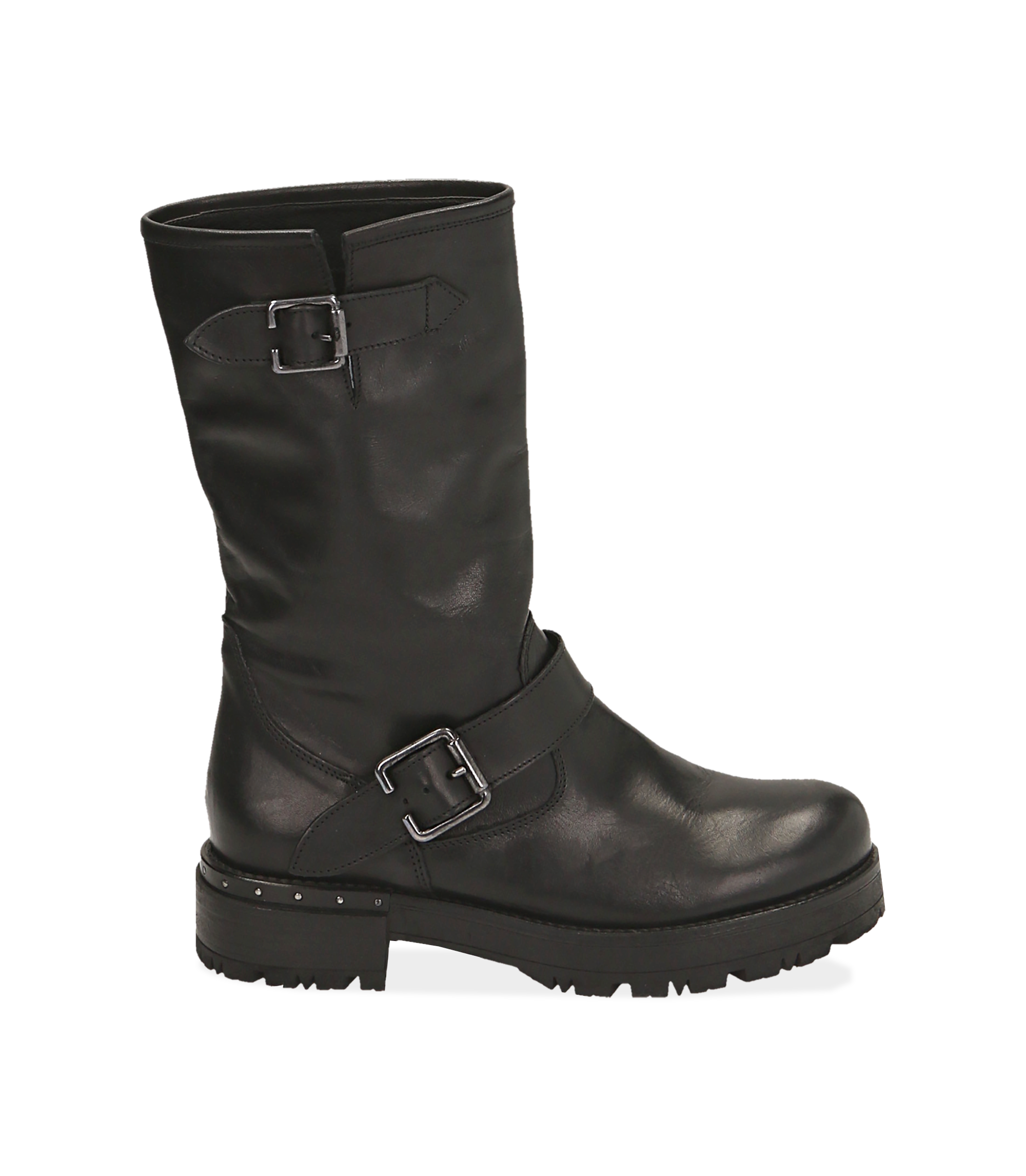 Stivali biker neri in pelle con gambale alto | Valerio 1966