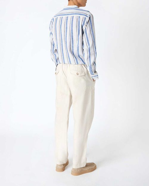 Pantalone da uomo in lino beige, BEIGE