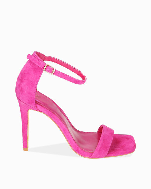 Sandali fucsia in camoscio, tacco 10 cm, FUCHSIA