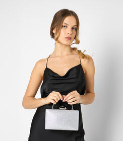 Clutch da donna argento in laminato con pietre, Valerio 1966, 2551T9978LPARGEUNI, 002 preview