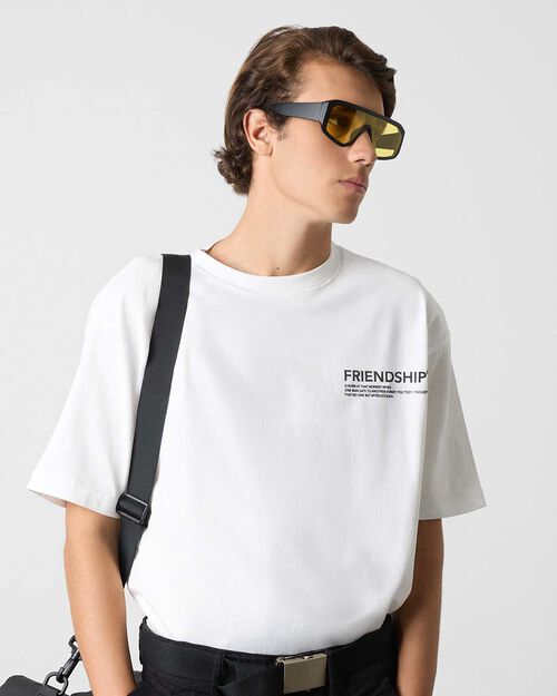 T-shirt da uomo in cotone bianco, WHITE