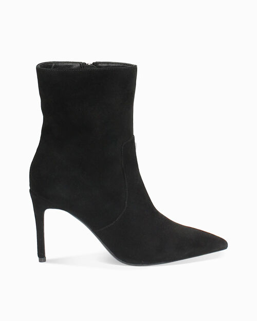 Tronchetti in camoscio nero con tacco 9 cm, BLACK