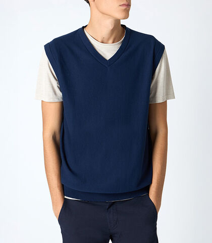 Gilet da uomo a V blu, Valerio 1966, 25U4T4206COBLUNI, 001