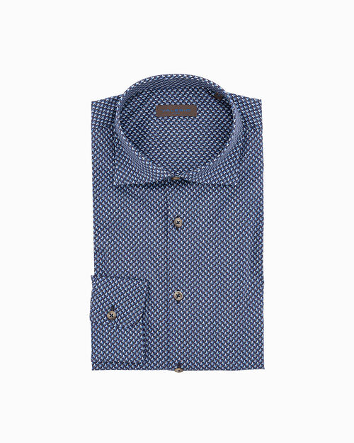 Camicia blu in cotone a manica lunga, BLUE