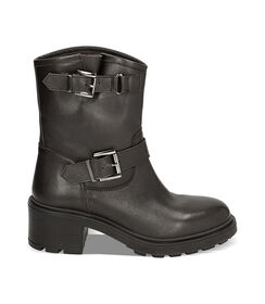 WOMEN SHOES BIKER LEATHER NERO, Valerio 1966, 22N5T6504PENERO038, 001 preview
