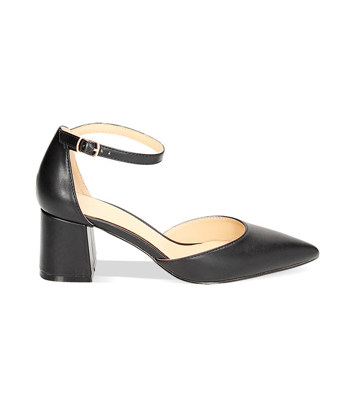 Décolleté cinturino nere, tacco 6 cm, Valerio 1966, 2321T2155EPNERO035