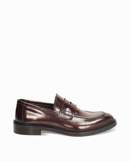 Mocassini bordeaux in pelle abrasivata eleganti, BURGUNDY