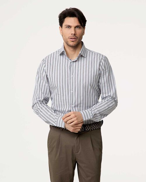Camicia ml beige-multicolor righe sottili, MULTI COLOR