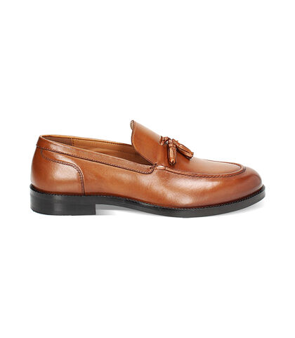 Mocassino da uomo in pelle cognac, Valerio 1966, 2514T1740PECOGN039, 001
