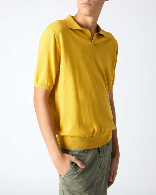 Maglia da uomo a polo, in cotone giallo, YELLOW