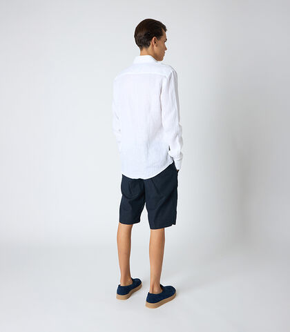 Camicia da uomo in lino bianca, Valerio 1966, 25Z3T2302LNBIAN38, 002