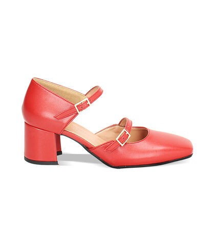 Décolleté open shank rosse, tacco largo 5 cm, Valerio 1966, 24M8T5012EPROSS035, 001
