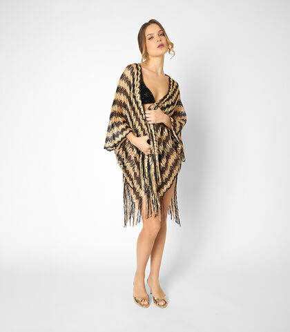 Poncho corto da donna oro-nero, Valerio 1966, 25B4T0104TSORNEI, 001