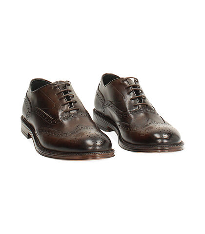 Scarpe brogue testa di moro in pelle, Valerio 1966, 2753T1460PEMORO039, 002