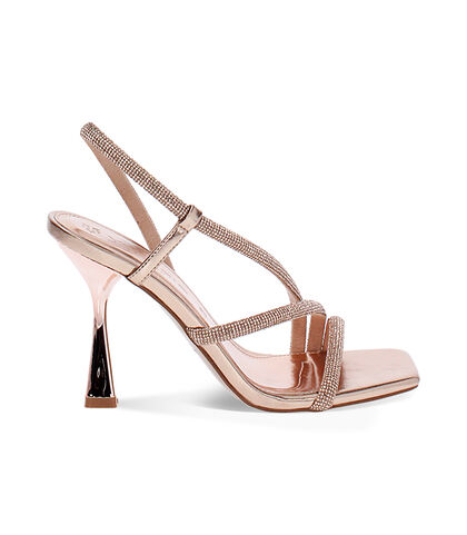 Sandali donna laminati con pietre, color rosa-oro, Valerio 1966, 2521T0148LPRAOR035, 001