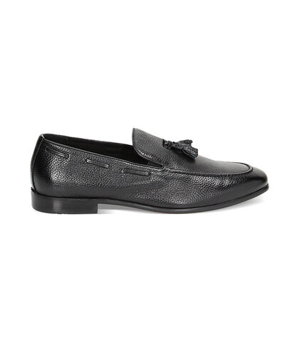 Mocassini con nappina neri in pelle, Valerio 1966, 23U6T5162PENERO039, 001