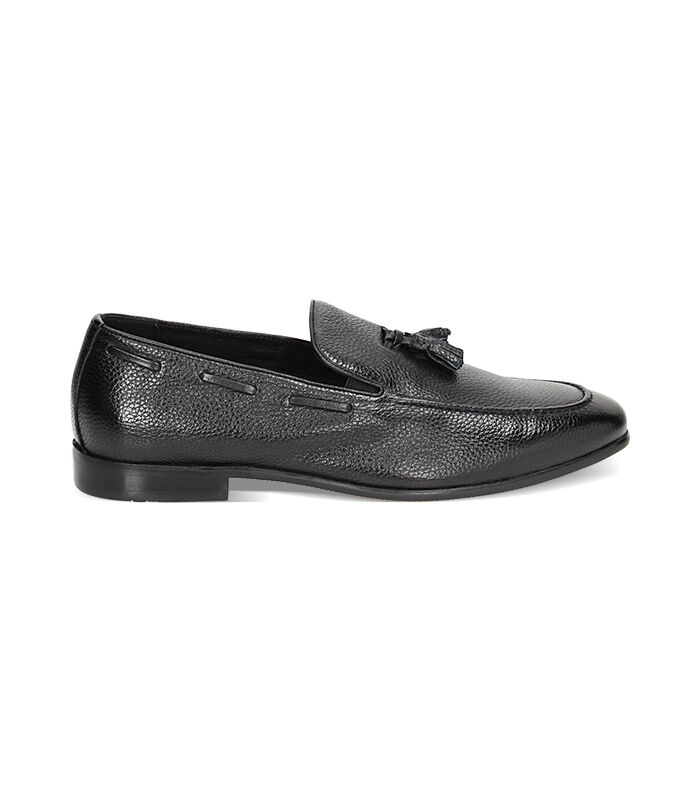 Mocassini con nappina neri in pelle, Valerio 1966, 23U6T5162PENERO041
