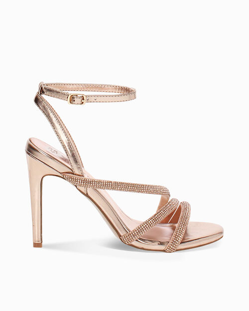 Sandalo con tacco donna oro rosa, tacco 10 cm, MULTI COLOR
