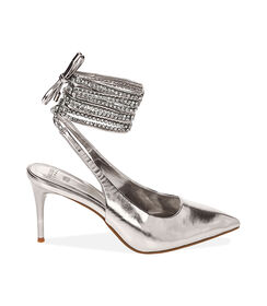 Décolleté lace-up argento, tacco 8 cm, Valerio 1966, 2121T5107LMARGE035, 001 preview