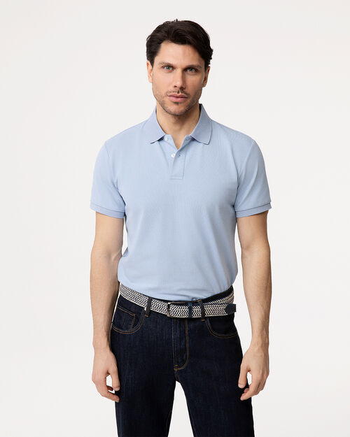 Polo celeste classica con dettagli eleganti, LT BLUE