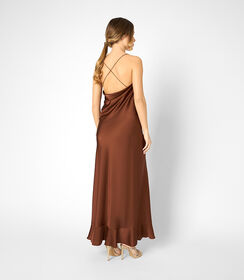 Vestito lungo da donna cognac, Valerio 1966, 25C9T4591TSCOGNL, 002 preview