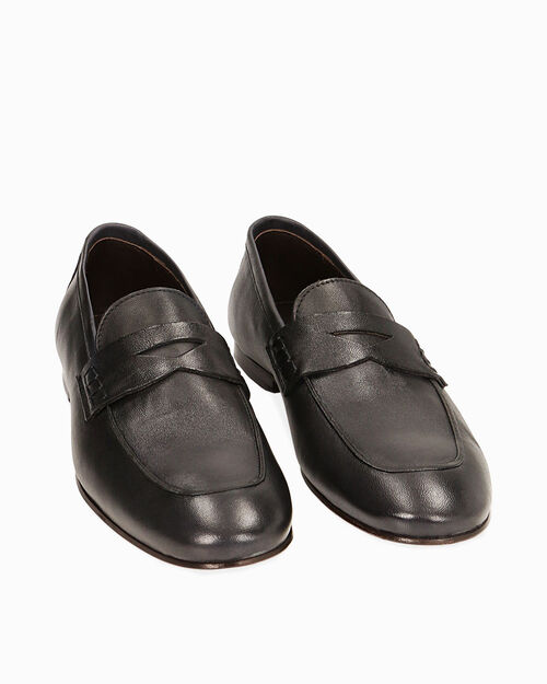 Mocassino da uomo nero in pelle, BLUE