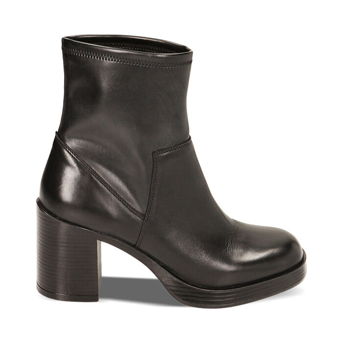 Stivaletti plateau neri in pelle tacco 8 4 cm