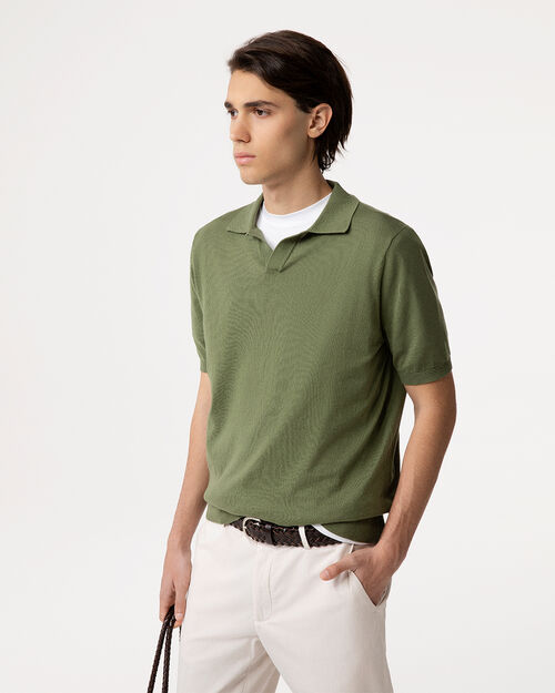 Maglia polo verde oliva con scollo a V, ARMY