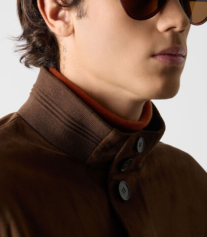 Giubbino in microfibra cognac da uomo, Valerio 1966, 2685T2515MFCOGNI, 002