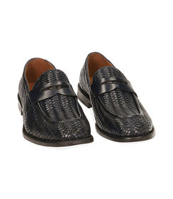 MAN SHOES MOCASSINS LEATHER-BRAIDED BLUE, Valerio 1966, 1914T9702PIBLUE040, 002 preview