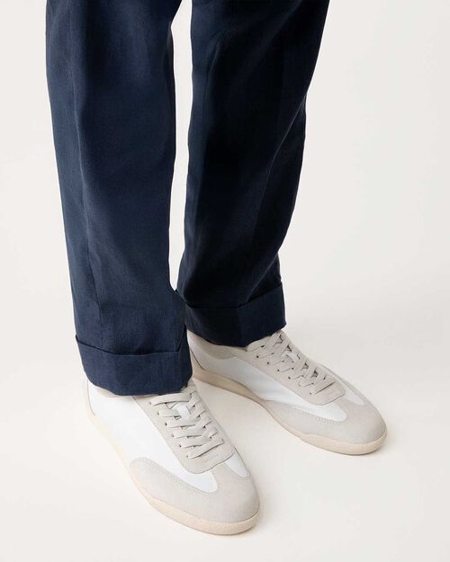 Sneakers panna dettagli in camoscio, CREAM