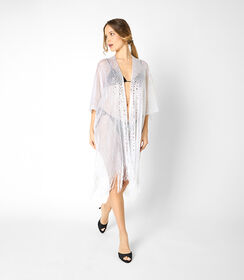 Poncho da donna in tessuto bianco-argento, Valerio 1966, 25B4T0202TSBIARI, 001 preview