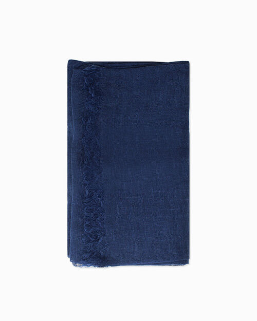 Pashmina blu con frange sottili, BLUE