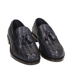 Mocassini blu navy in pelle intrecciata, Valerio 1966, 2114T5306PIBLUN041, 002 preview