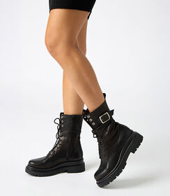 Anfibi in vera pelle nera con suola carrarmato, Valerio 1966, 2610T0504PANERO035, 002 preview
