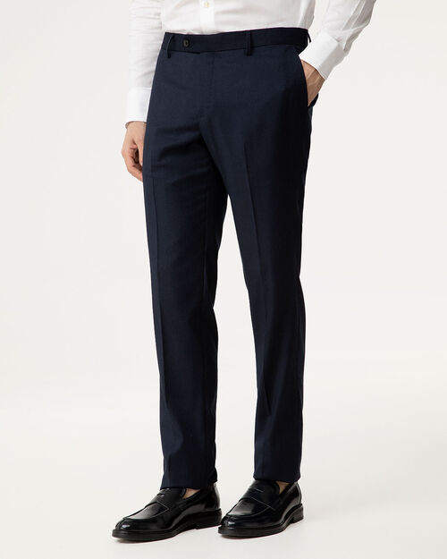 Pantaloni blu navy con chiusura a bottone, NAVY BLUE