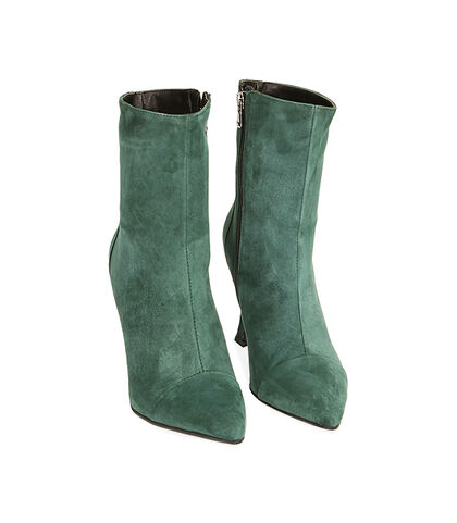 Ankle boots verdi in camoscio, tacco 10 cm , Valerio 1966, 20L6T7088CMVERD035, 002