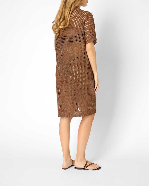Poncho da donna in maglina color rame, COPPER