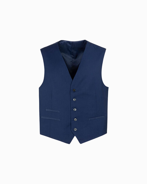 Gilet blu royal con bottoni rivestiti, MULTI COLOR