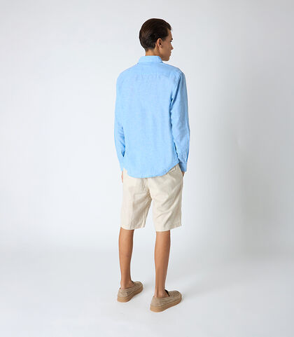 Camicia da uomo in lino celeste, Valerio 1966, 25Z3T2302LNCELE38, 002