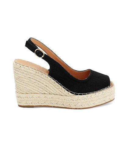Zeppe donna nere in canvas, Valerio 1966, 25G4T2022CANERO035, 001