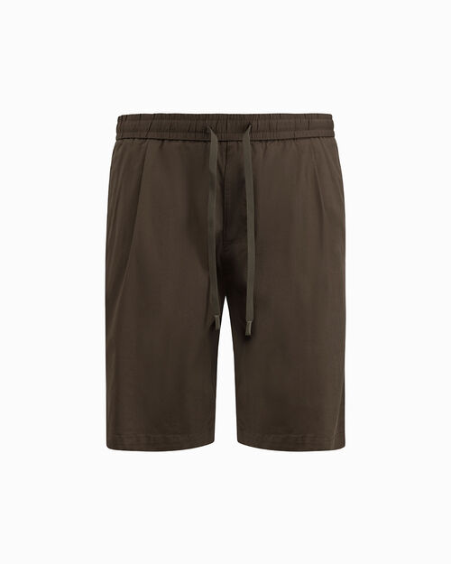 Bermuda marrone con pieghe frontali, BROWN