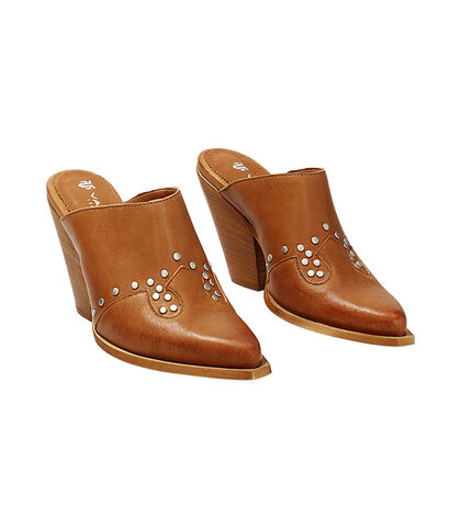 Sabot texano da donna in pelle cognac, Valerio 1966, 23L6T5007PECOGN035, 002