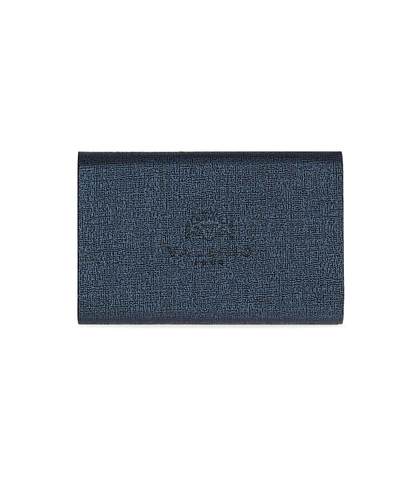 Portamonete blu in pelle con logo embossed, Valerio 1966, 10A4T1000PEBLUEUNI, 002