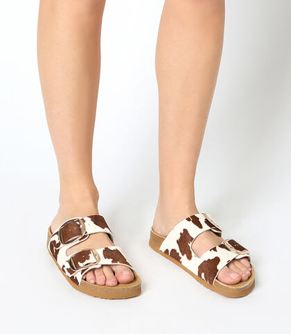 Sandali bassi da donna con stampa animalier marrone, Valerio 1966, 25R3T6701CWMUMA035, 002