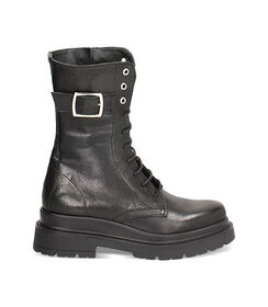 Anfibi in vera pelle nera con suola carrarmato, Valerio 1966, 2610T0504PANERO035, 001 preview