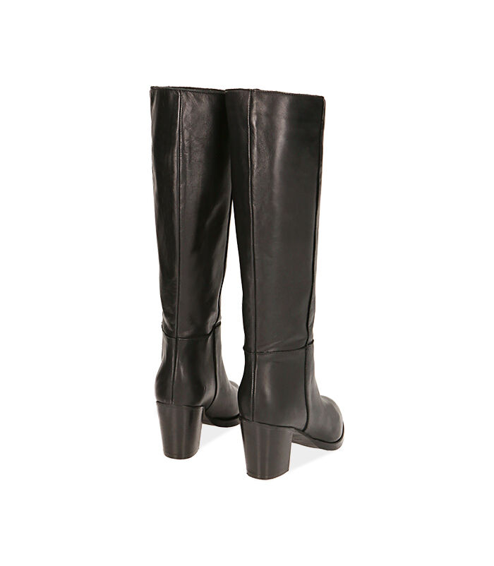 Stivali da donna neri in pelle, tacco 7 cm | Valerio 1966