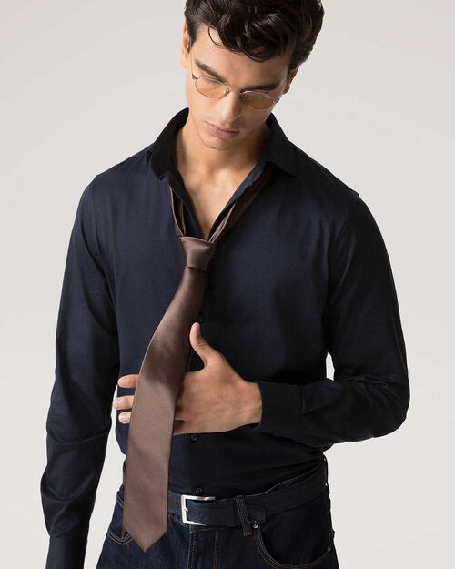 Cravatta marrone classica, BROWN