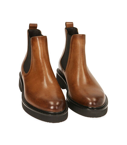 Chelsea boots cognac in pelle, 2077T5807PECOGN039, 002